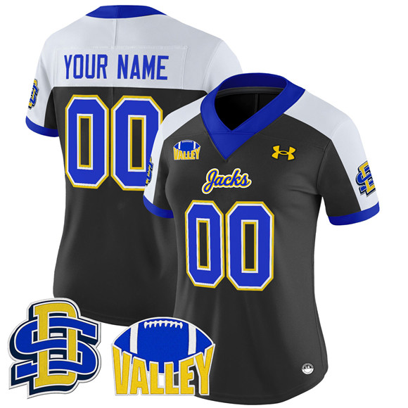 Women's Black South Dakota State Jackrabbits Active Player Custom Alternate 2025 F.U.S.E. Vapor Limited Stitched Football Jersey(Run Small)